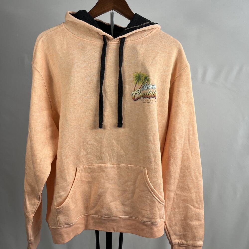 Lone Rock Graphic Hoodie Men Large Peach Surf Pullover Sweatshirt